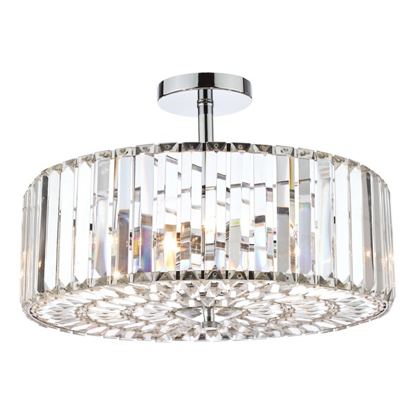 (image for) Laura Ashley Fernhurst 4lt Semi Flush Polished Chrome Glass
